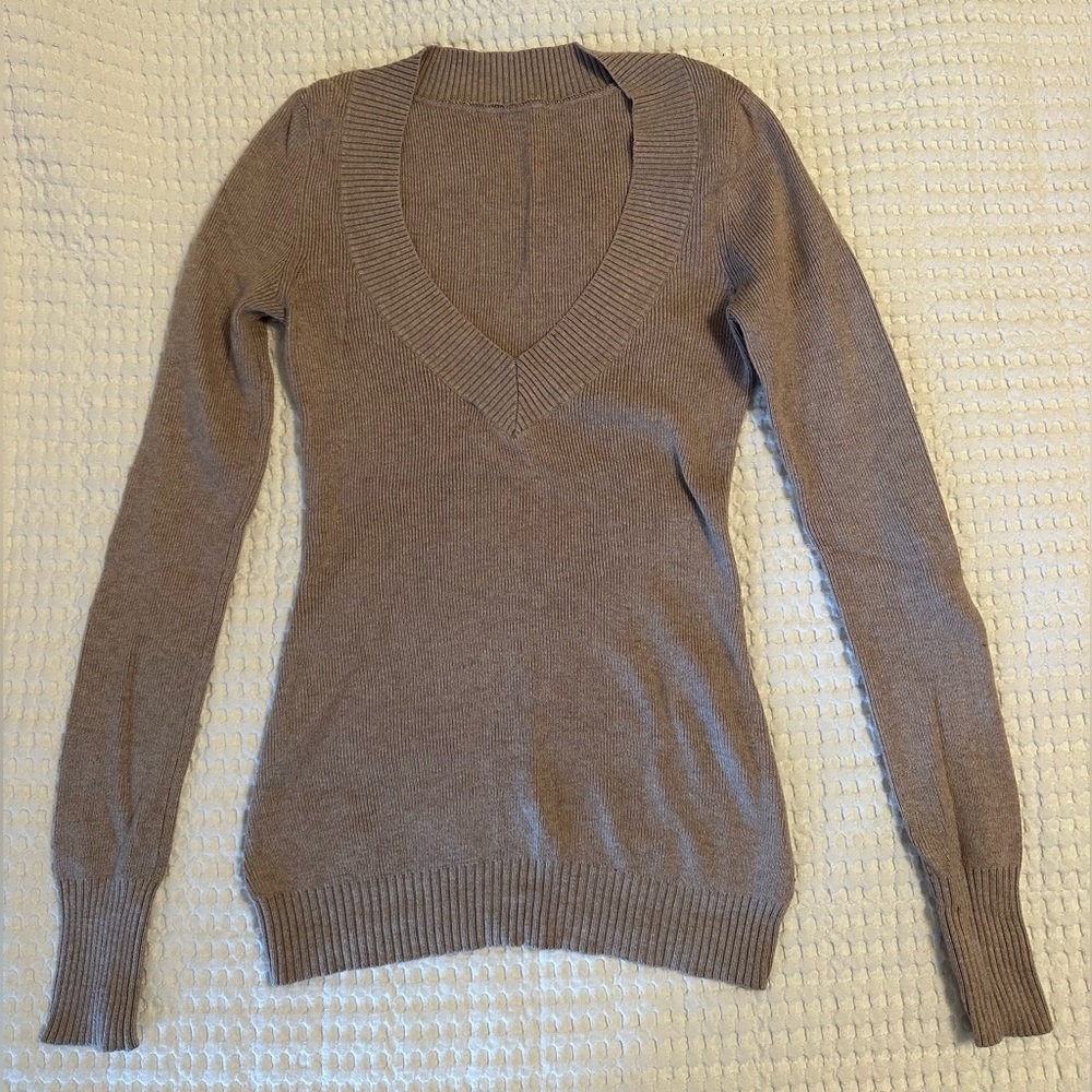 V-Neck Tan Sweater